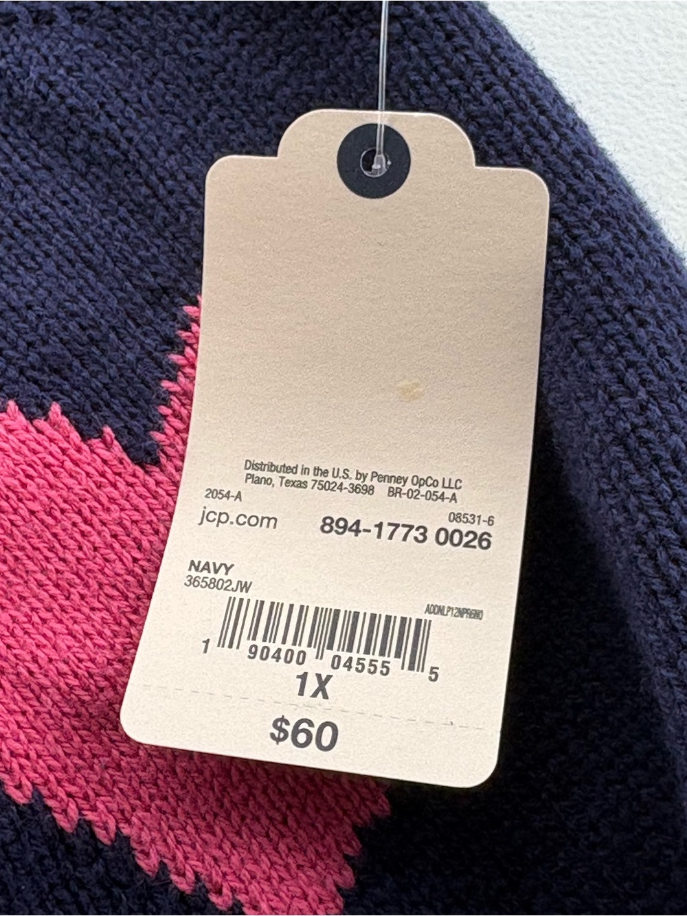 St. John’s Bay 1X Navy Pink Red Heart Crewneck Sweater NWT Valentines - Picture 8 of 10